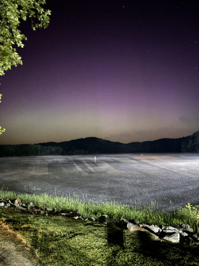 A beautiful display of the Northern Lights in Kentucky dressing the sky in lights of purples.