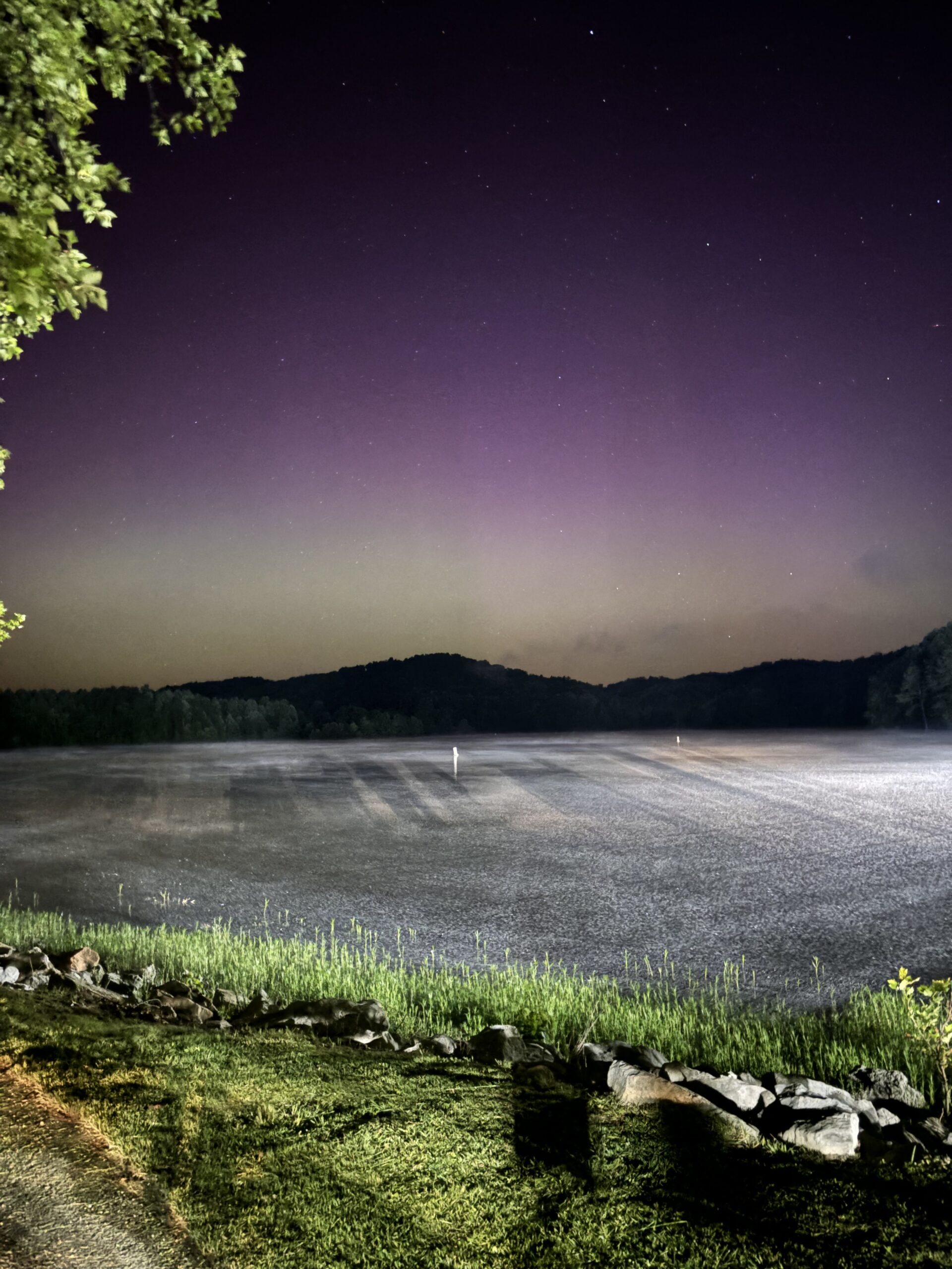 A beautiful display of the Northern Lights in Kentucky dressing the sky in lights of purples.